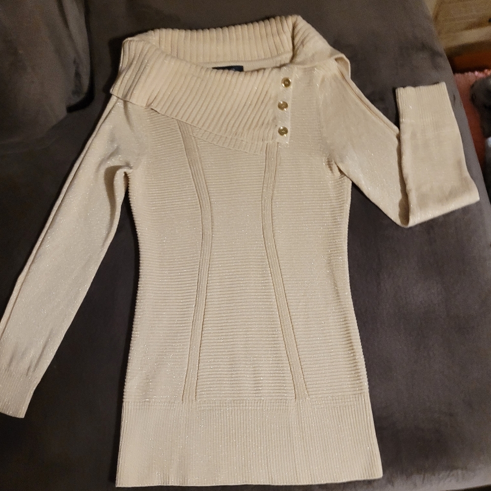 Style & Co. Sparkly Gold Dressy Holiday Dress Size M